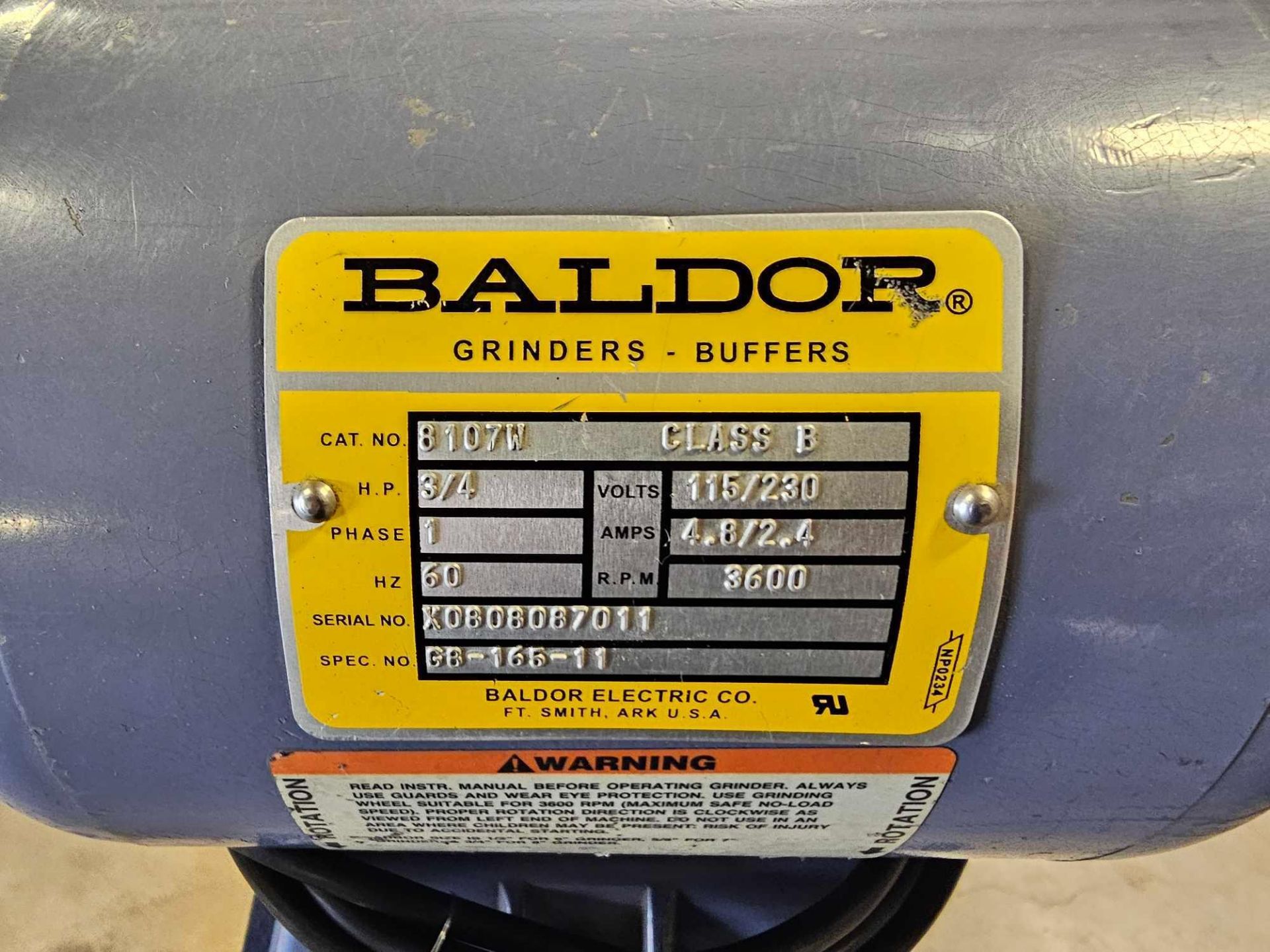 BALDOR 8" BUFFER/GRINDER WITH STAND - Image 6 of 7