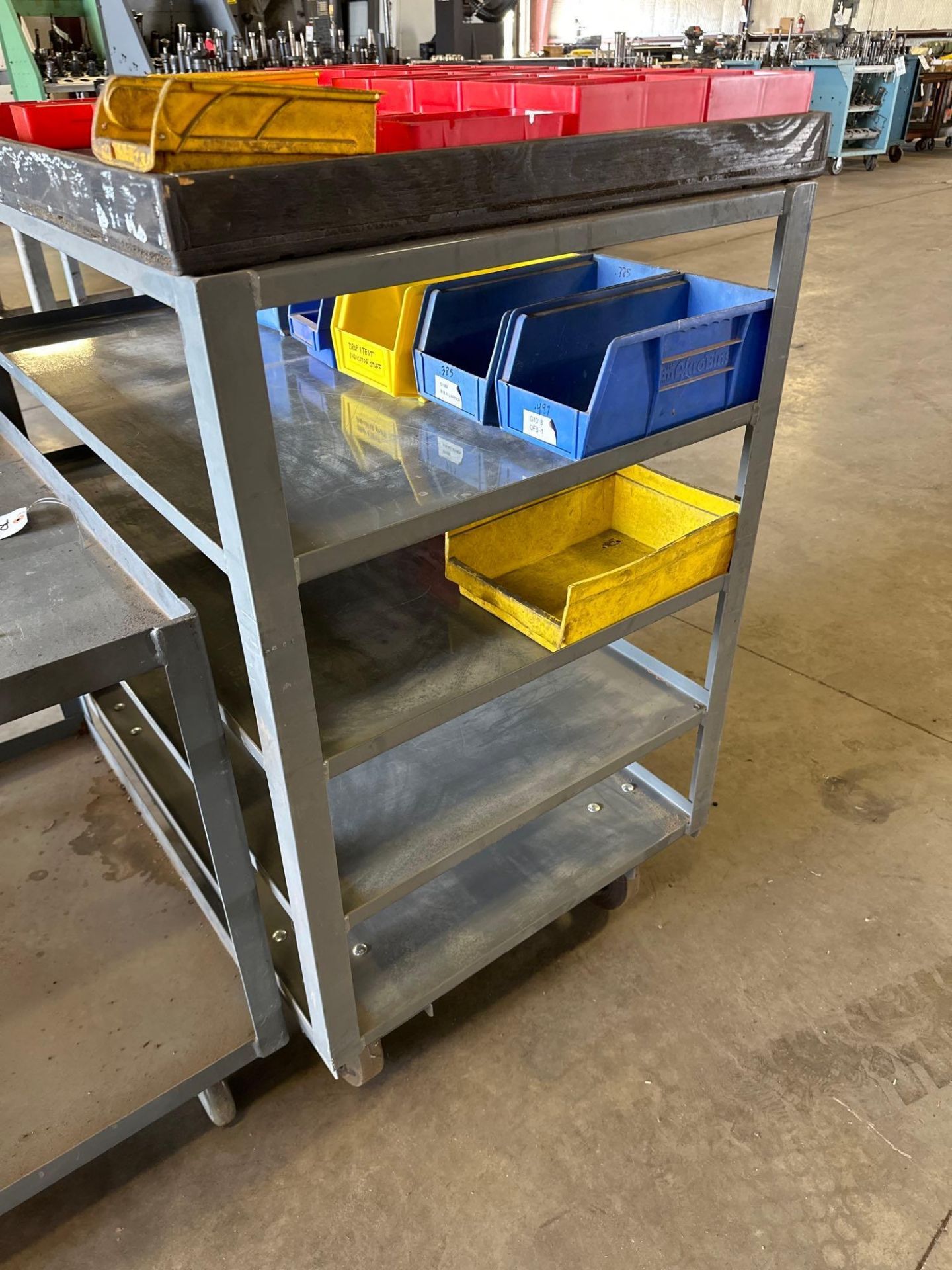 (2) METAL ROLLING CARTS WITH PLASTIC BINS - Image 3 of 3