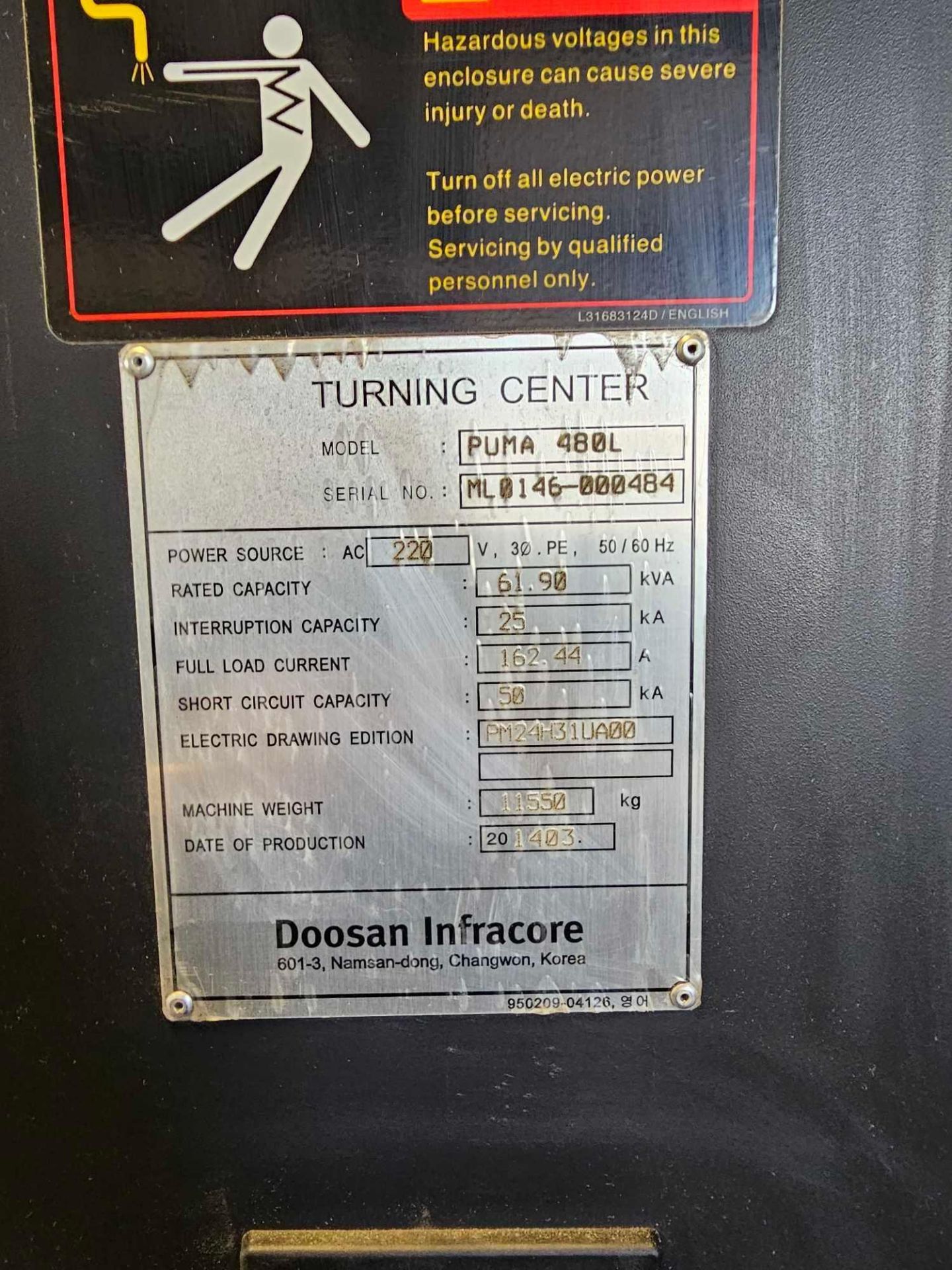 2014 DOOSAN PUMA 480L CNC LATHE TURNING CENTER - Image 27 of 31