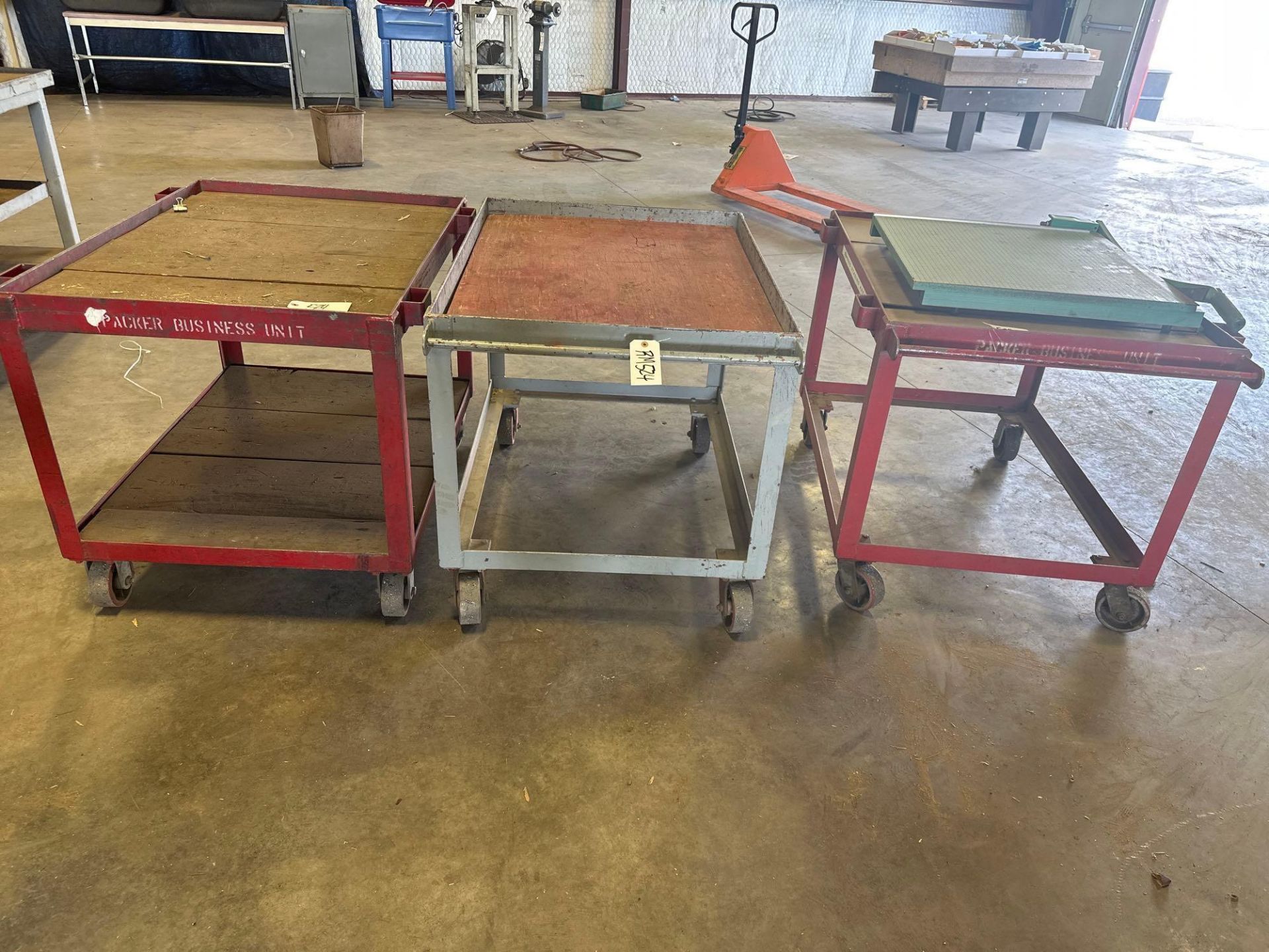 (3) METAL CARTS WITH PAPER CUTTER