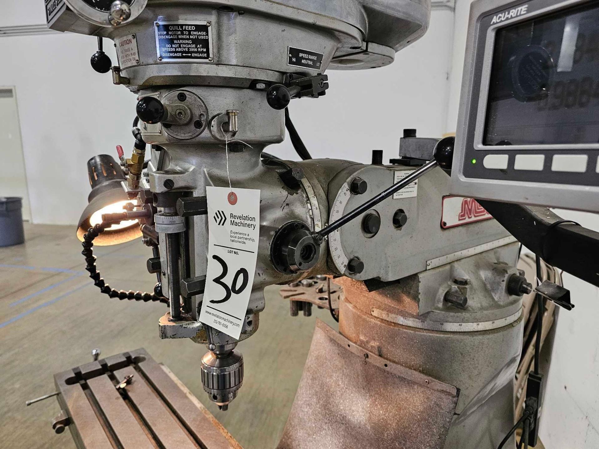2007 9″ X 49″ KNEE MILLING MACHINE: 3 HP, VARIABLE SPEED, 3 PHASE, DRO, POWERFEED - Image 11 of 12