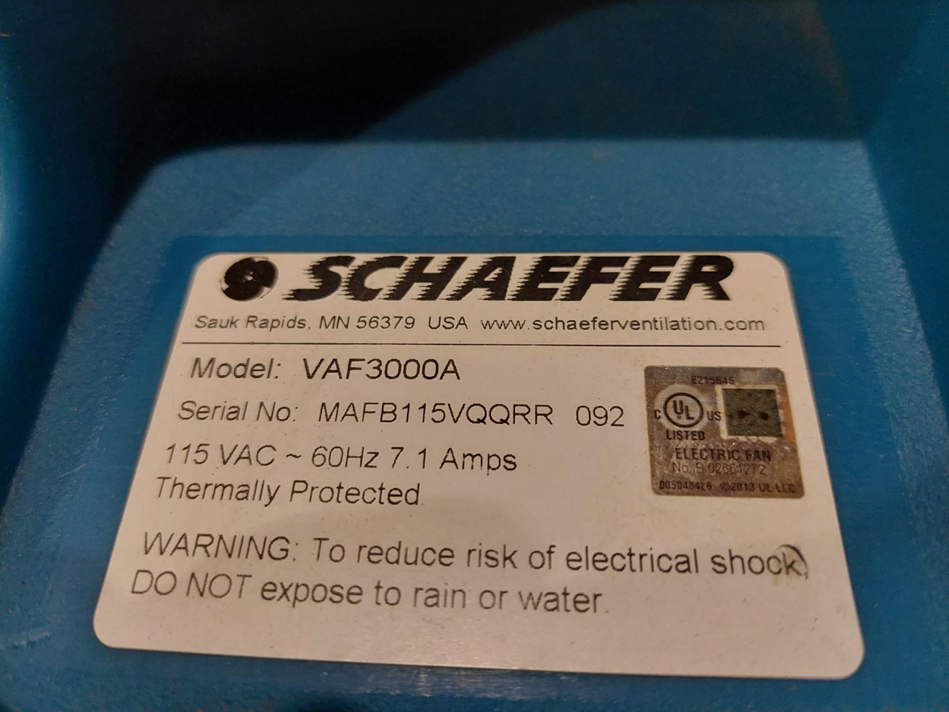 SCHAEFER VAF3000A ELECTRIC CYCLONE BLOWERS (3) - Image 7 of 7