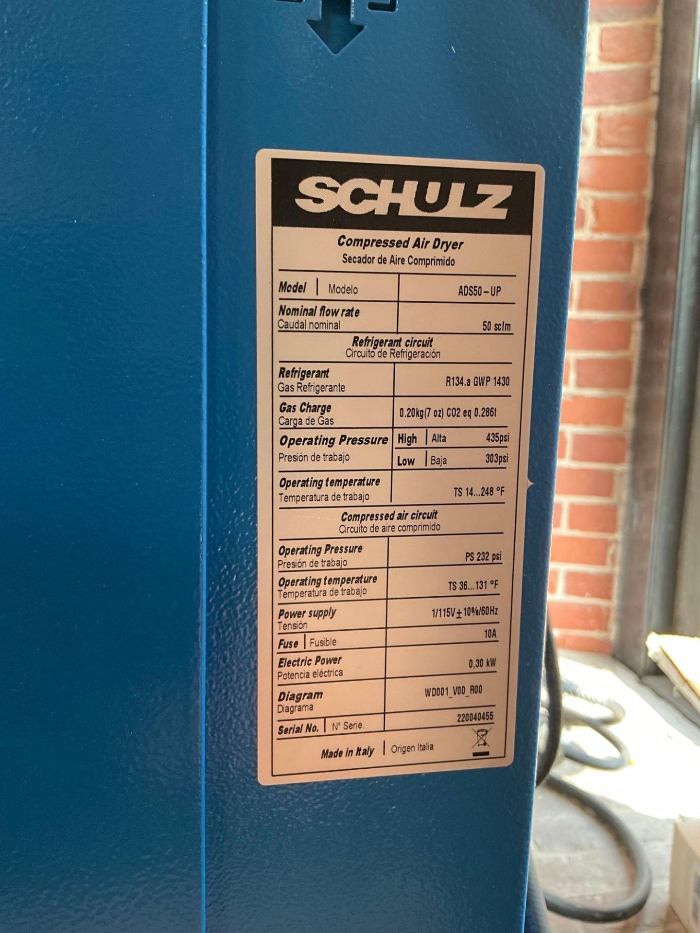 SCHULZ ADS50-UP COMPRESSED AIR DRYER - Image 5 of 12