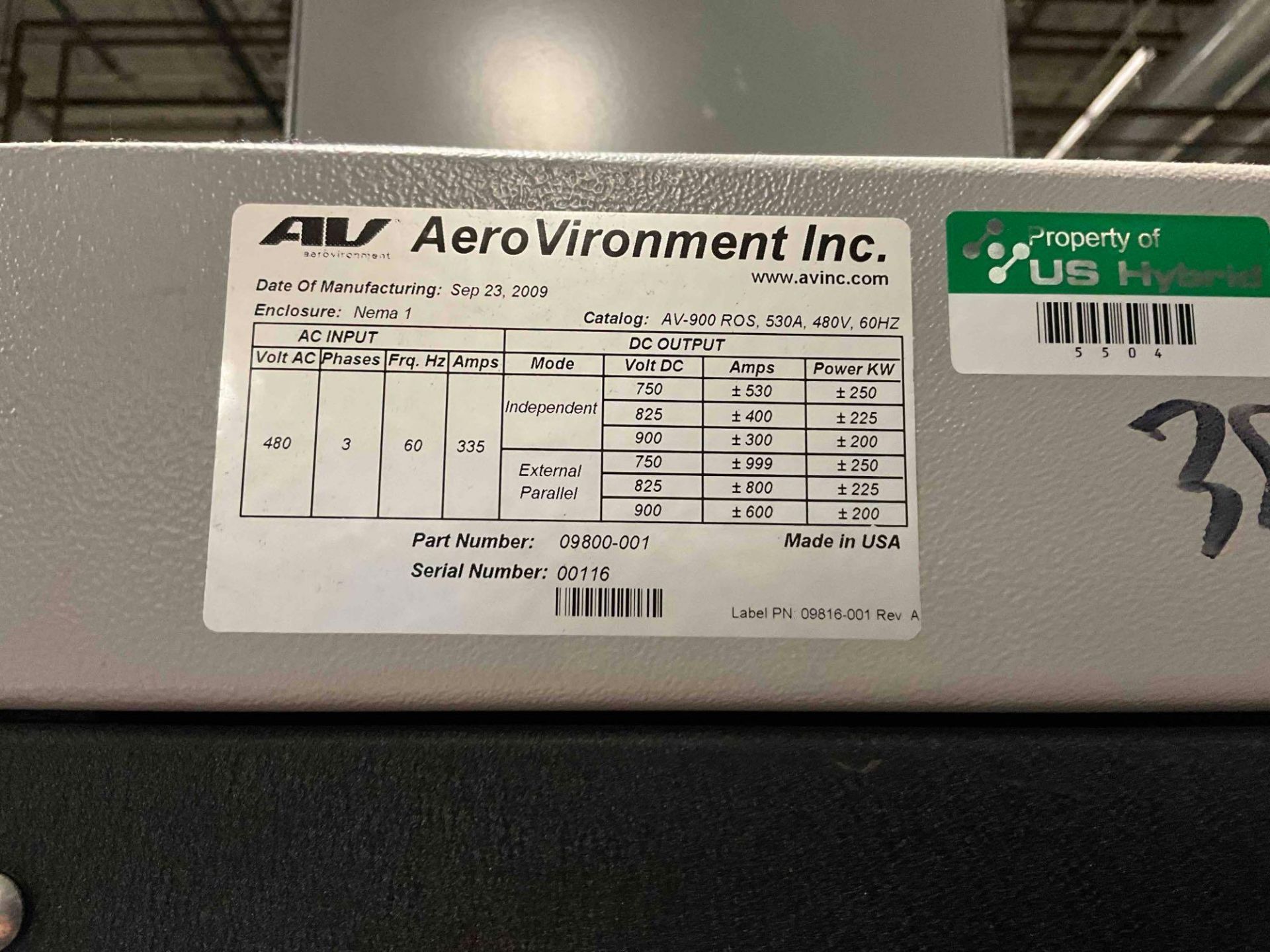 2009 AEROVIRONMENT INC. AV-900 ROS LOAD BANK - Image 19 of 19