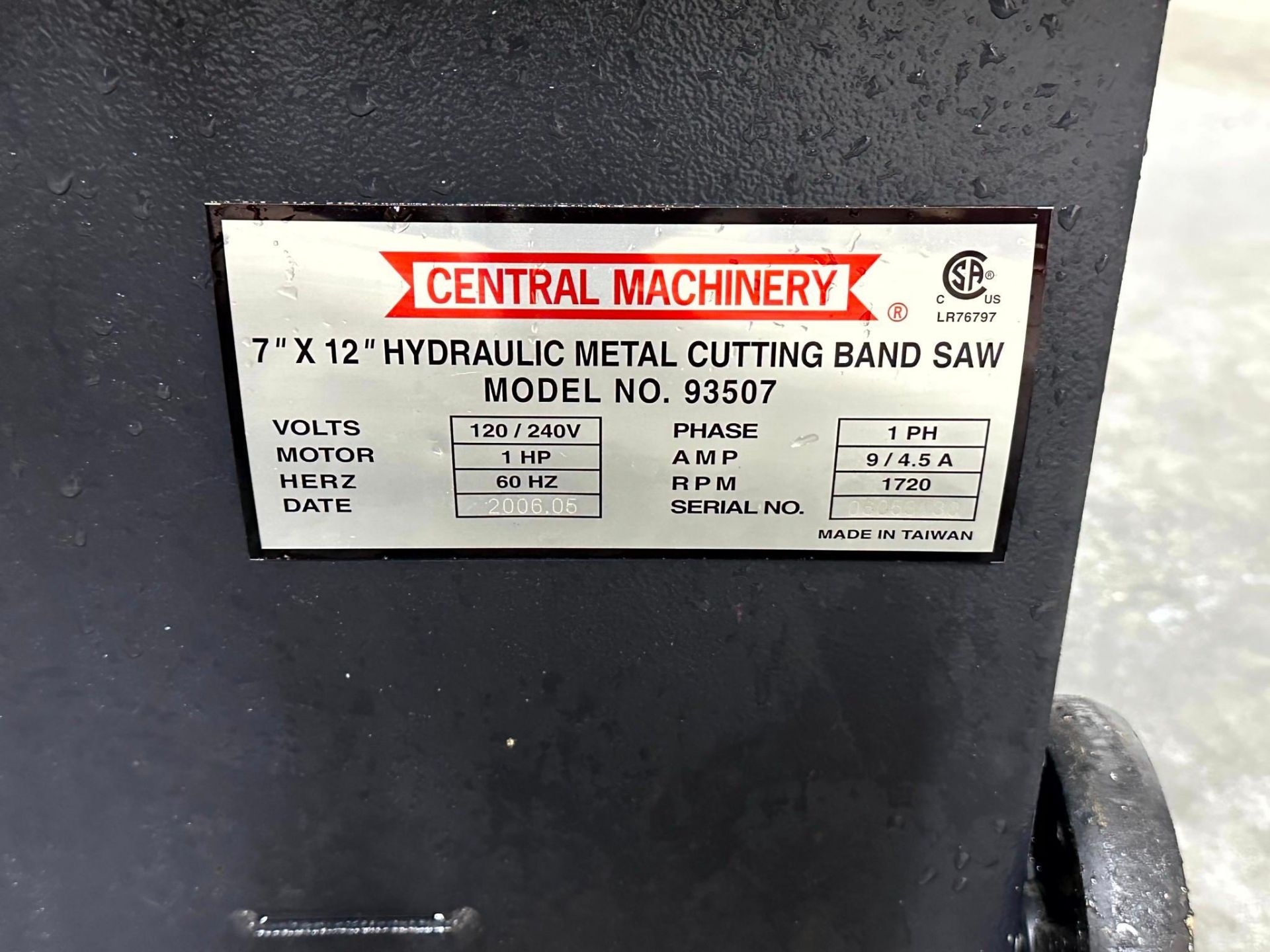 CENTRAL MACHINERY 93507 7"X12" HYDRAULIC METAL CUTTING BAND SAW - Image 5 of 5