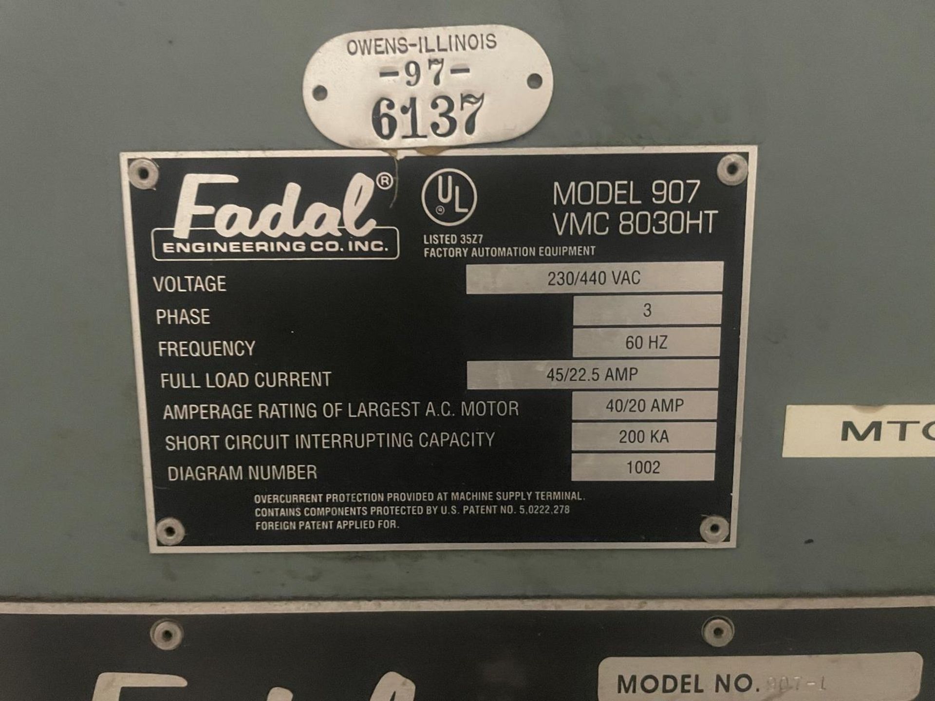 FADAL 8030 HT, VMC- 1995, 88HS CONTROL, 30 ATC, 8,000 RPM - Image 5 of 6