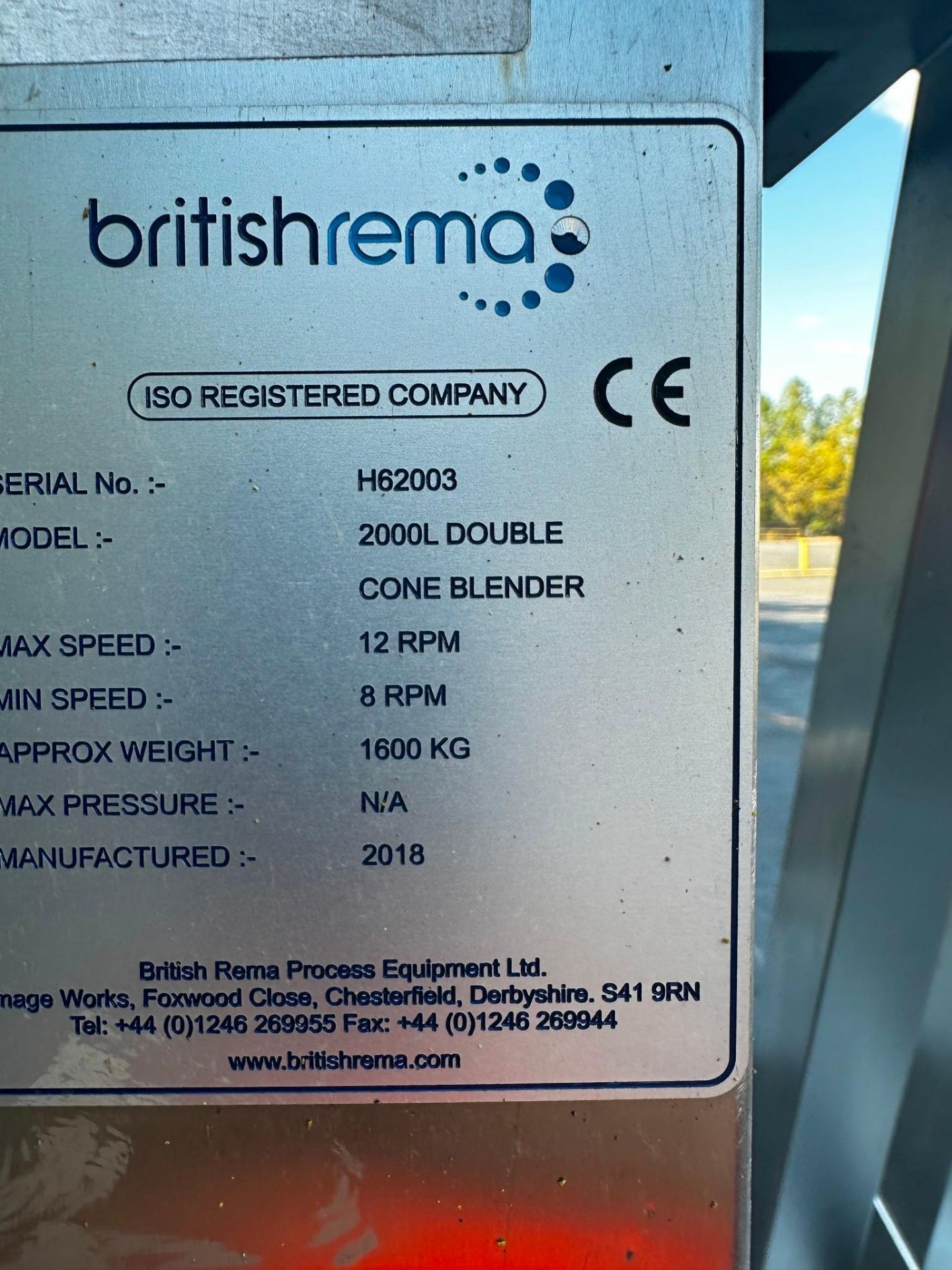 BRITISH REMO MODEL 2000DL STAINLESS STEEL DOUBLE CONE BLENDER. MFG 2018 - NEVER USED - Image 15 of 23