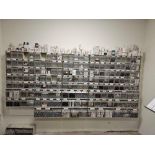 LARGE LOT OF ORGANIZED HARDWARE WITH WALL ORGANIZERS INCLUDED.
