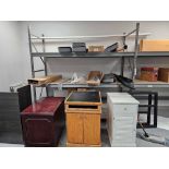 SHELF AND 4 WOODEN STANDS/CABINETS