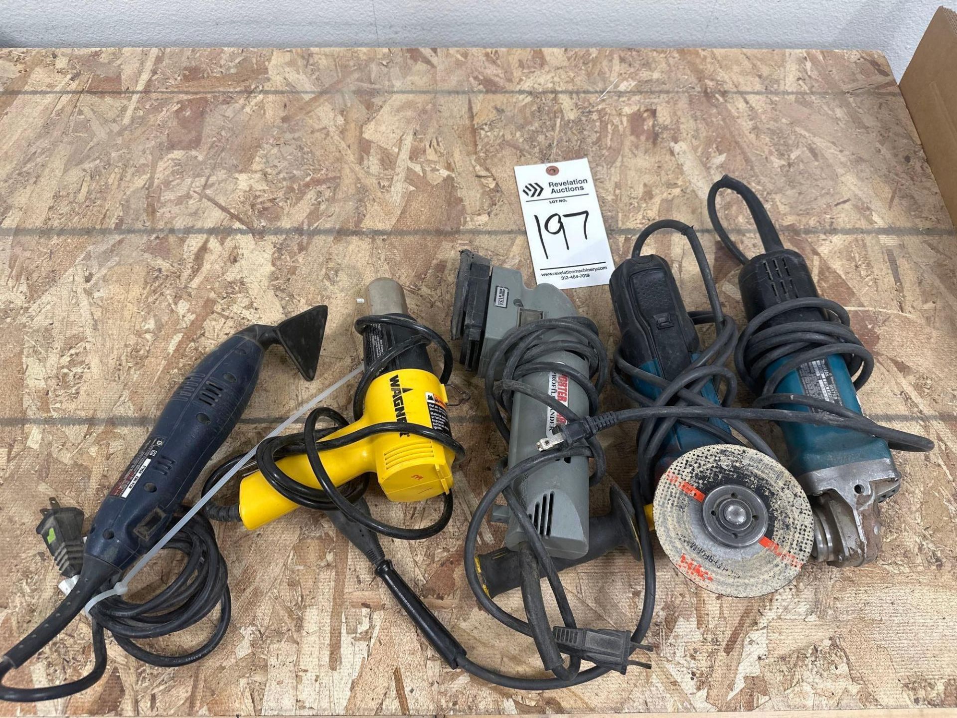 VARIOUS POWER TOOLS, ANGLE GRINDER, SANDER, HEAT GUN