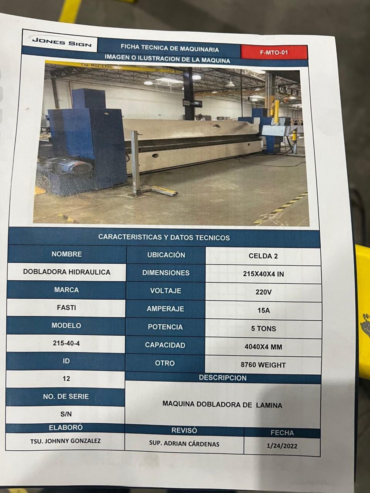 FASTI 215-40-4 CNC FOLDER, FOLDING MACHINE, 1995 - Image 8 of 10