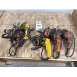 (3) RIGID AND (2) DEWALT POWER DRILLS