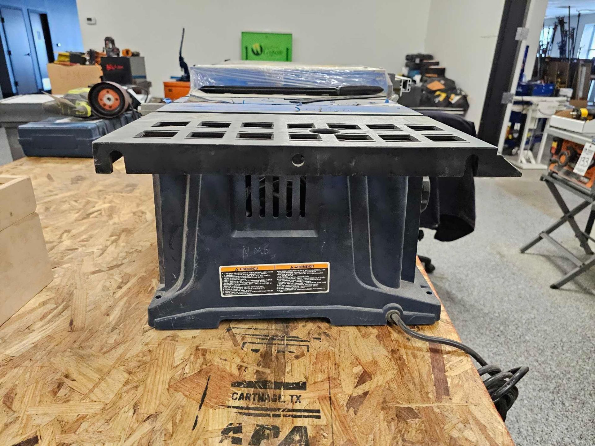 DEWALT TABLE SAW (NO POWER CORD), RYOBI 10" TABLESAW - Image 8 of 10