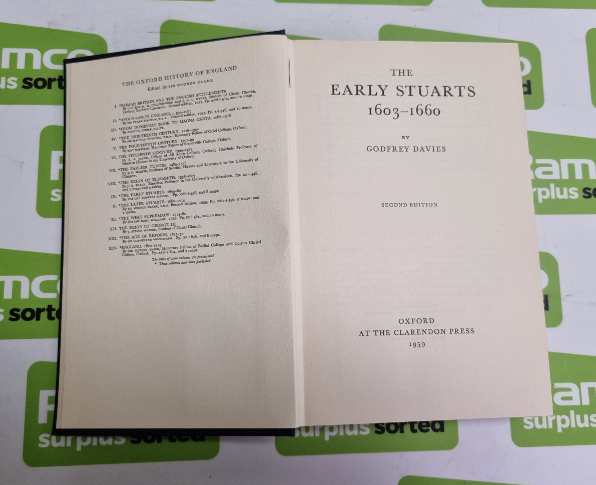 The Early Stuarts 1603-1660 Second Edition : Godfrey Davies - Oxford 1959, - Image 7 of 12