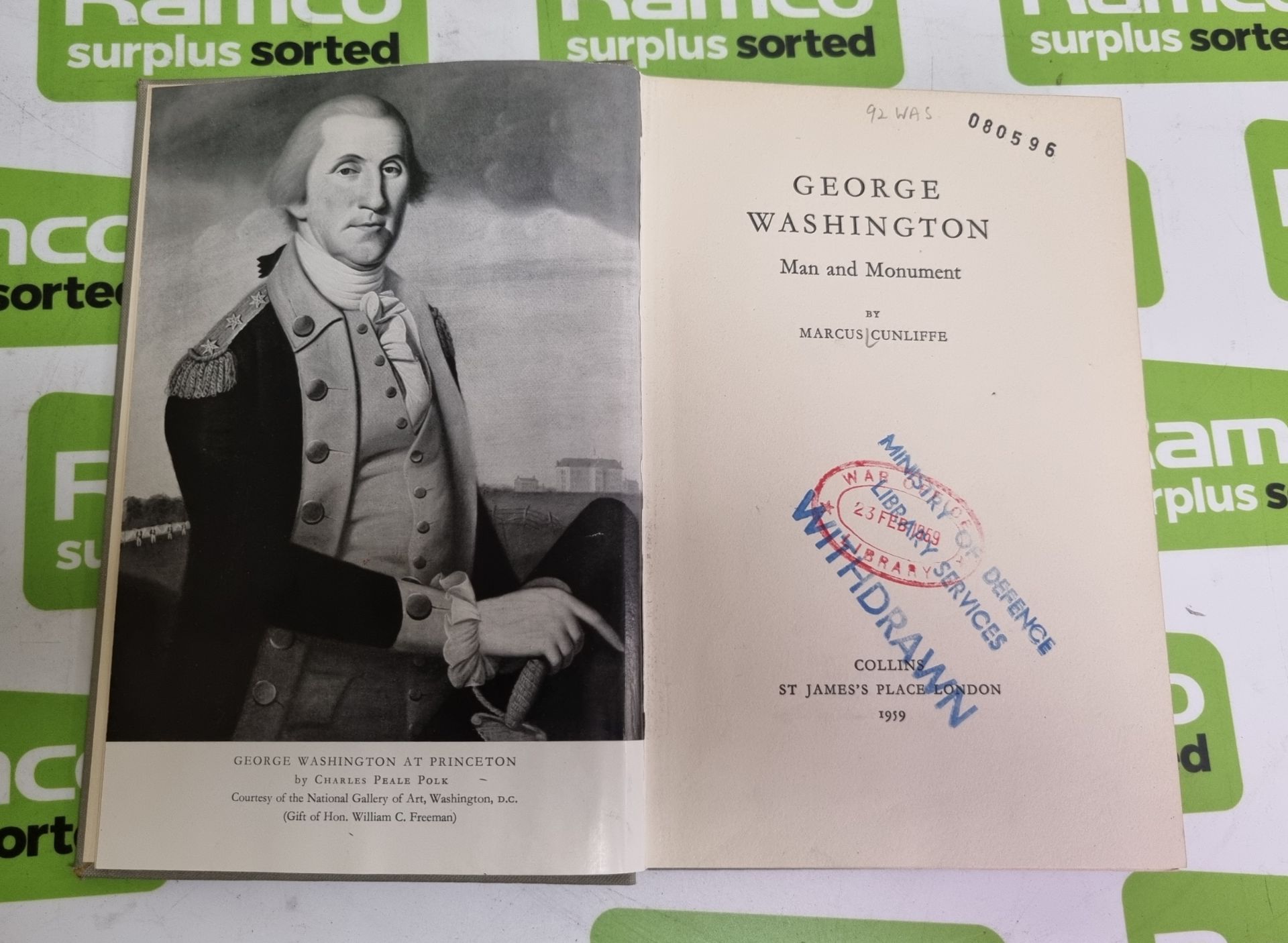 George Washington: Man and Monument by Marcus Cunliffe, Published by Collins, London, in 1959 - Image 6 of 9