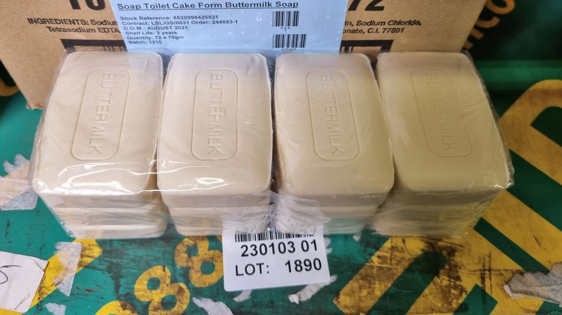 12x boxes of Buttermilk soap bar 70g - 72 units per box - Image 2 of 2
