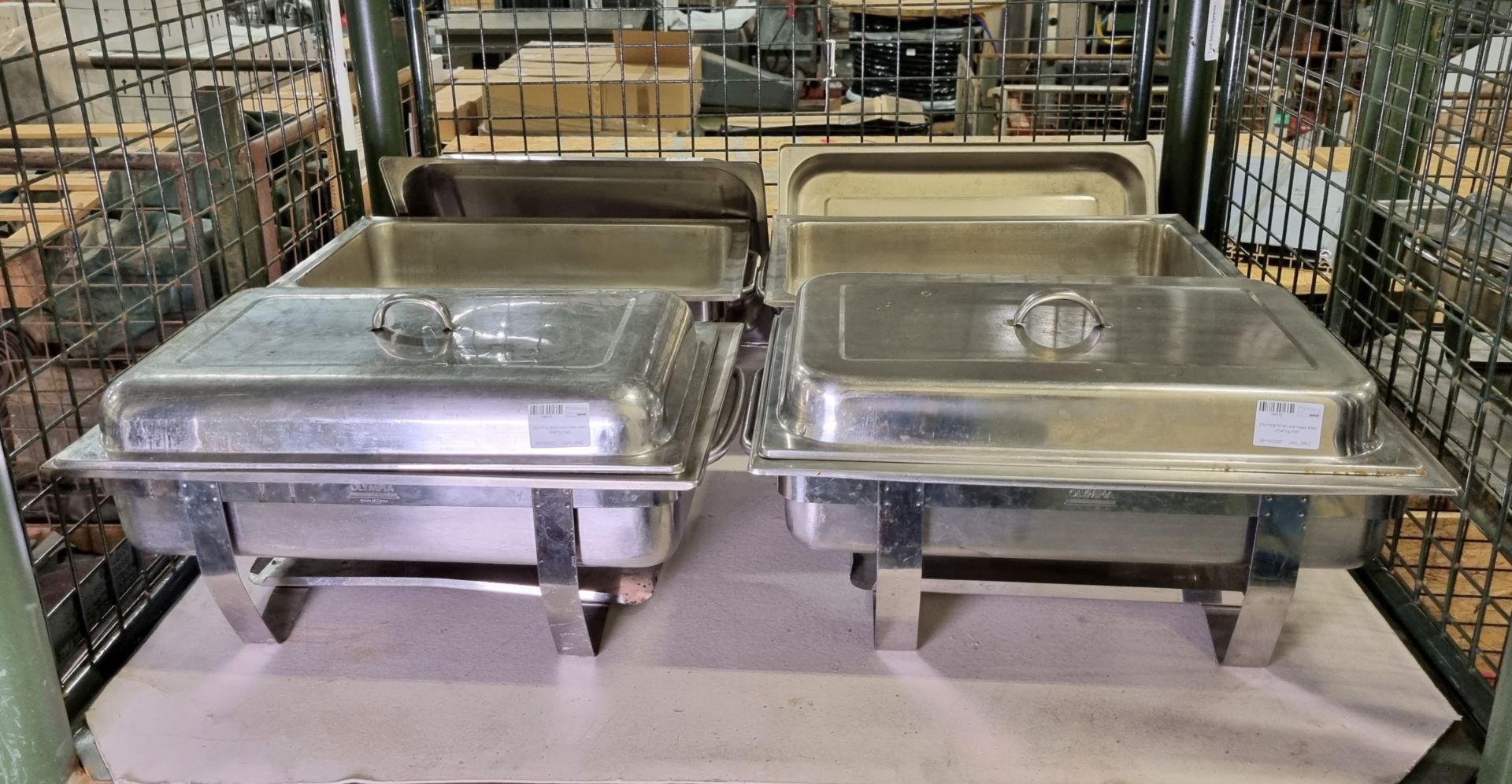 4x Olympia Milan stainless steel chafing dishes