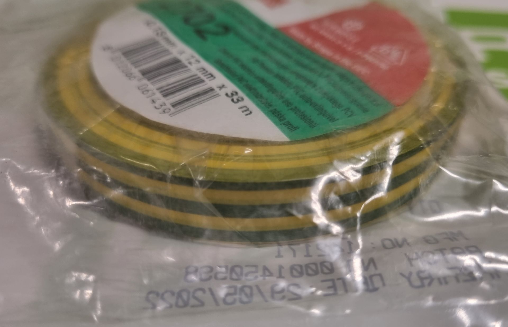 Green and yellow pvc electrical tape - 12mm x 3m, box of approximately 30 rolls - Image 3 of 4