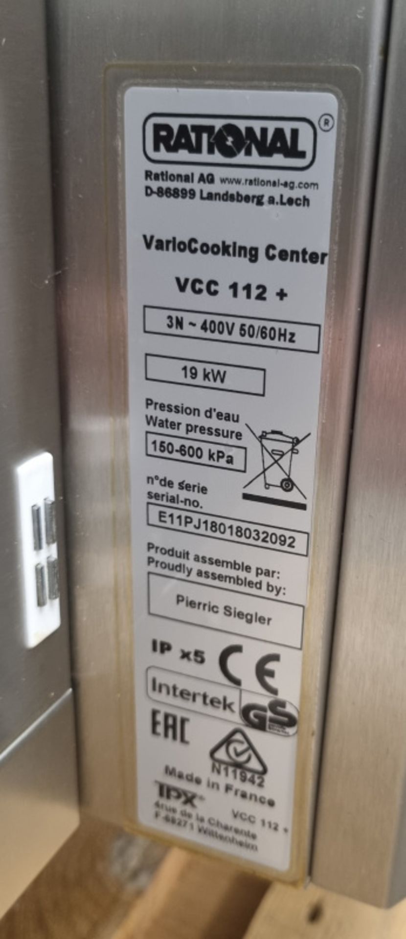 Rational VCC 112+ Vario electric cooking centre, on stainless steel base with hinged doors - Image 12 of 12