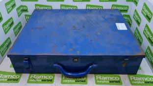 Metal storage box with lift out tray insert - 45x35x10cm