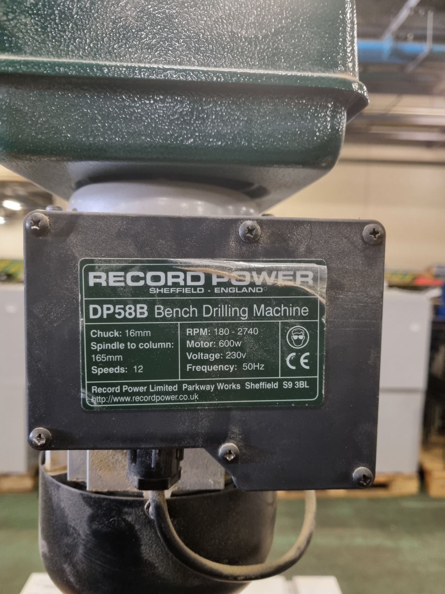 Record power BP58B Pillar drill, 250V 50Hz, L77 x W68 x H163 & workshop stand - Image 4 of 5
