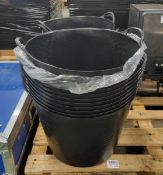 Black plastic flexible tubs, pack of 20