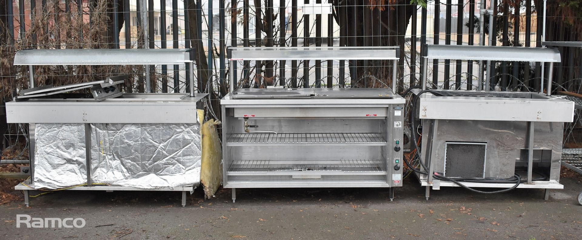 Moffat stainless steel bain marie with heated gantry - L155 x W80 x H132cm