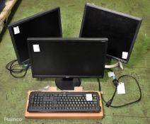 Acer V223HQL 22 inch LCD monitor, 2x Dell E196FPF 19 inch LCD monitors, Dell 1905FP USB keyboard