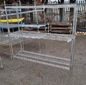 Stainless steel 3 tier wire racking - L150 x W38 x H168cm