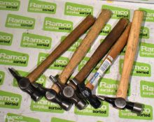 5x Cross pein pin hammers - assorted sizes