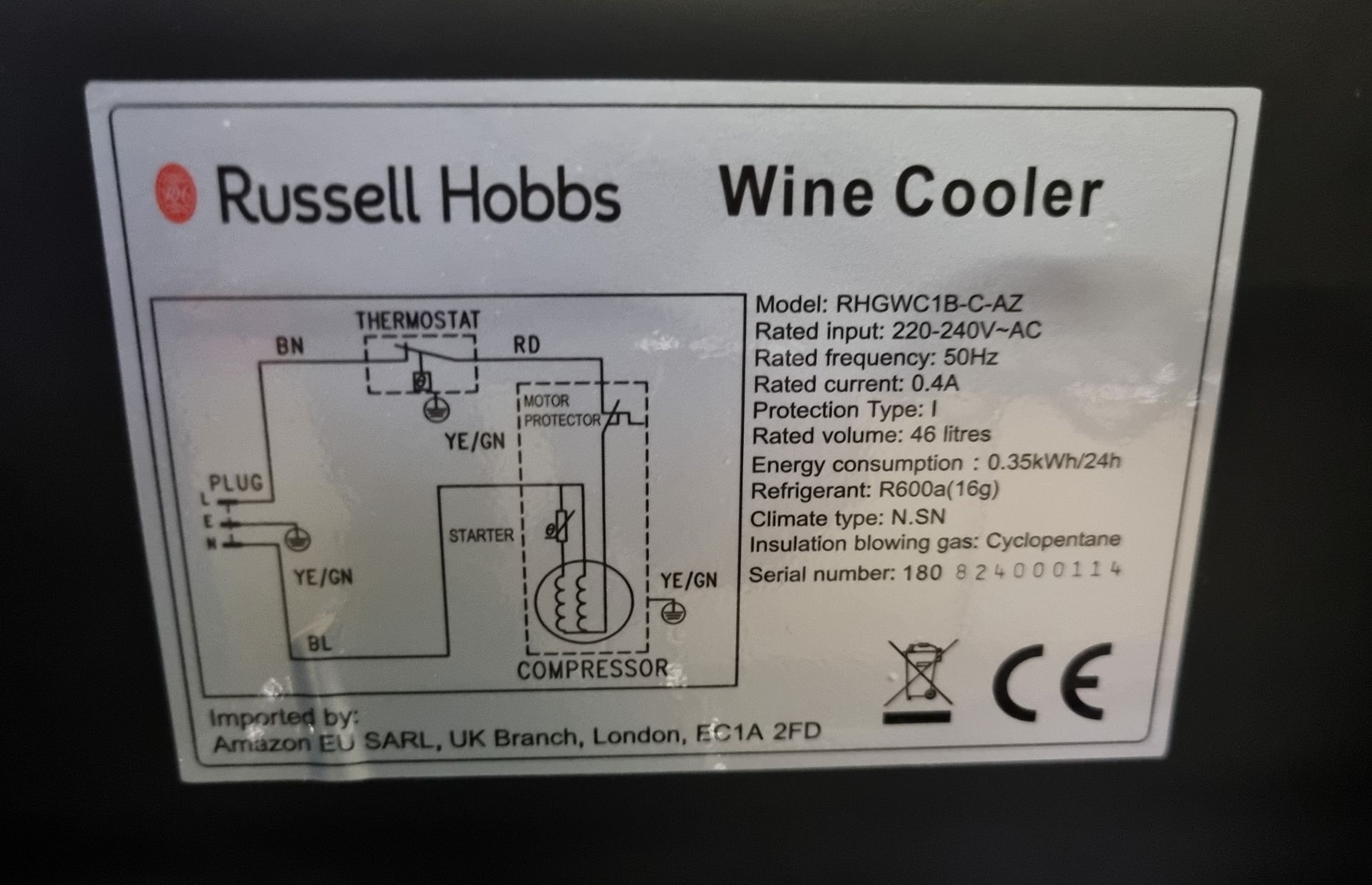 Russell Hobbs RHGWC wine chiller, bracketed to mobile flight case - Image 4 of 4