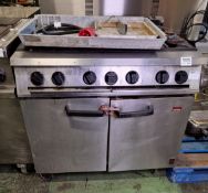 Falcon 6 Burner Gas Range with 2 Doors and Removable Drip Trays