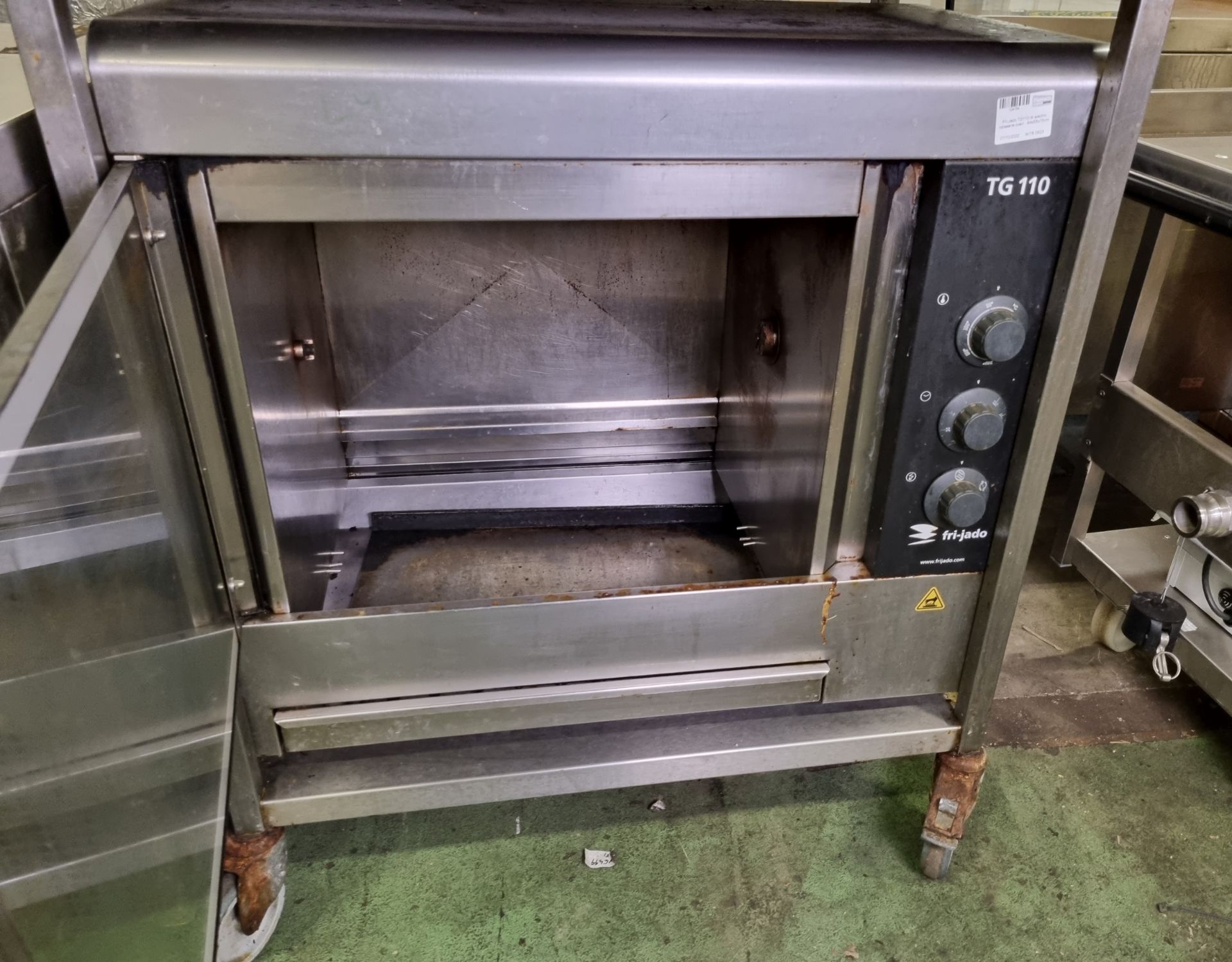 2x Fri-Jado TG110-M electric rotisserie ovens - 84x55x75cm, Stainless steel trolley - 91x65x107cm - Image 7 of 7