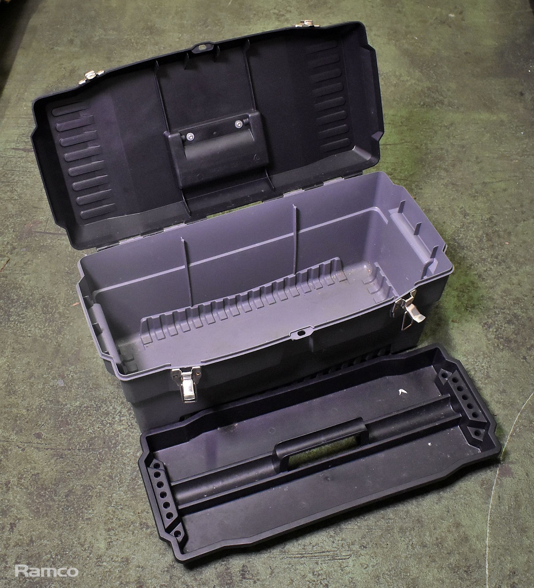 Stack-On grey plastic tool box - 25x60x30cm