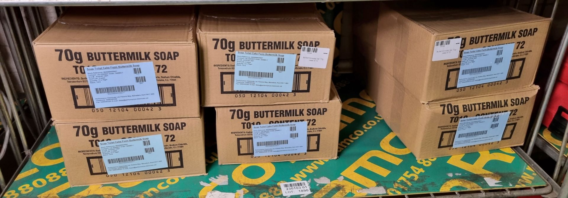 12x boxes of Buttermilk soap bar 70g - 72 units per box
