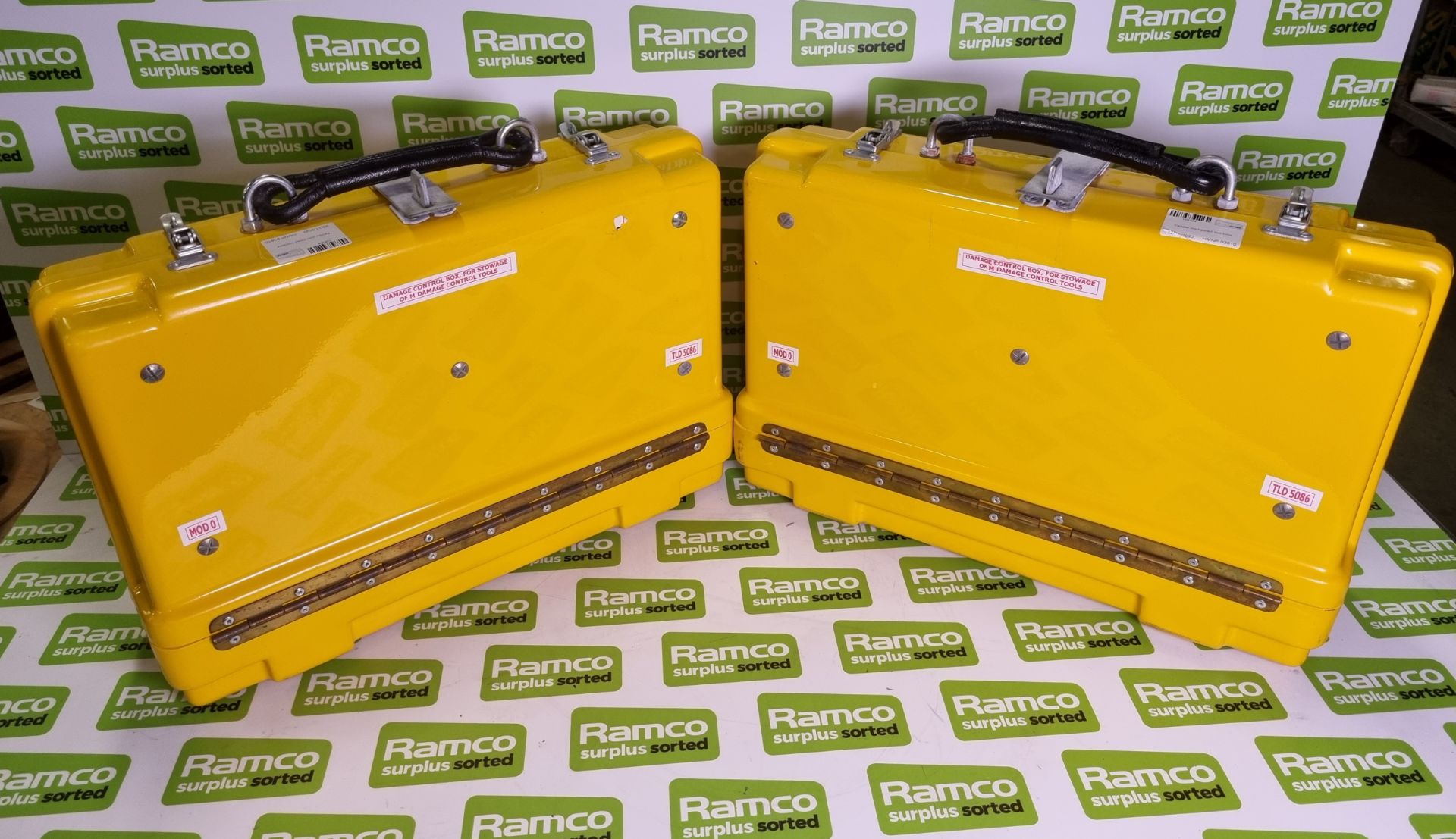 2x Yellow composite tool boxes