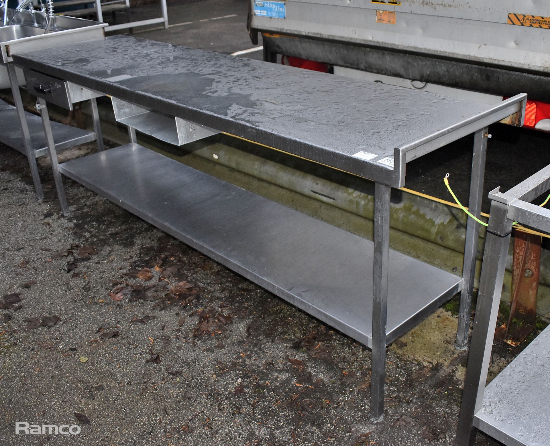 Stainless steel worktop table with drawers - 220x60x90cm - Image 3 of 5