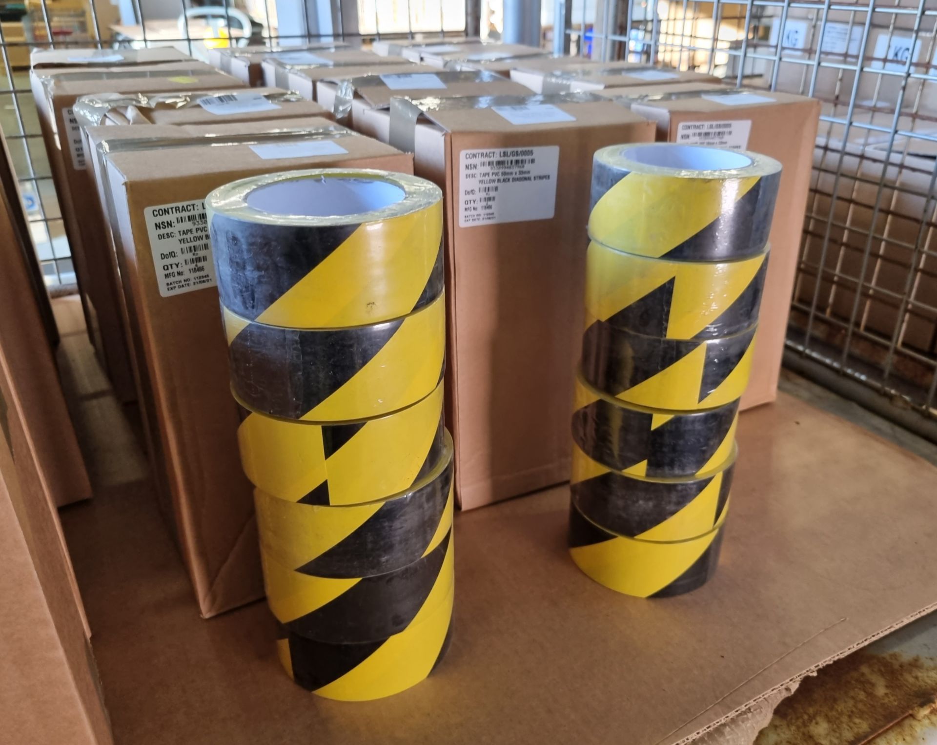 19x boxes of PVC Tape Black, Yellow Diagonal Strips 50mm x 33mm 6 Per Box - Image 3 of 3