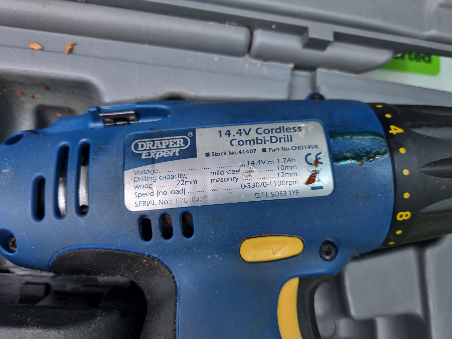 Draper Expert CHD14VK cordless drill, charger, battery + case 14.4V - Image 4 of 4