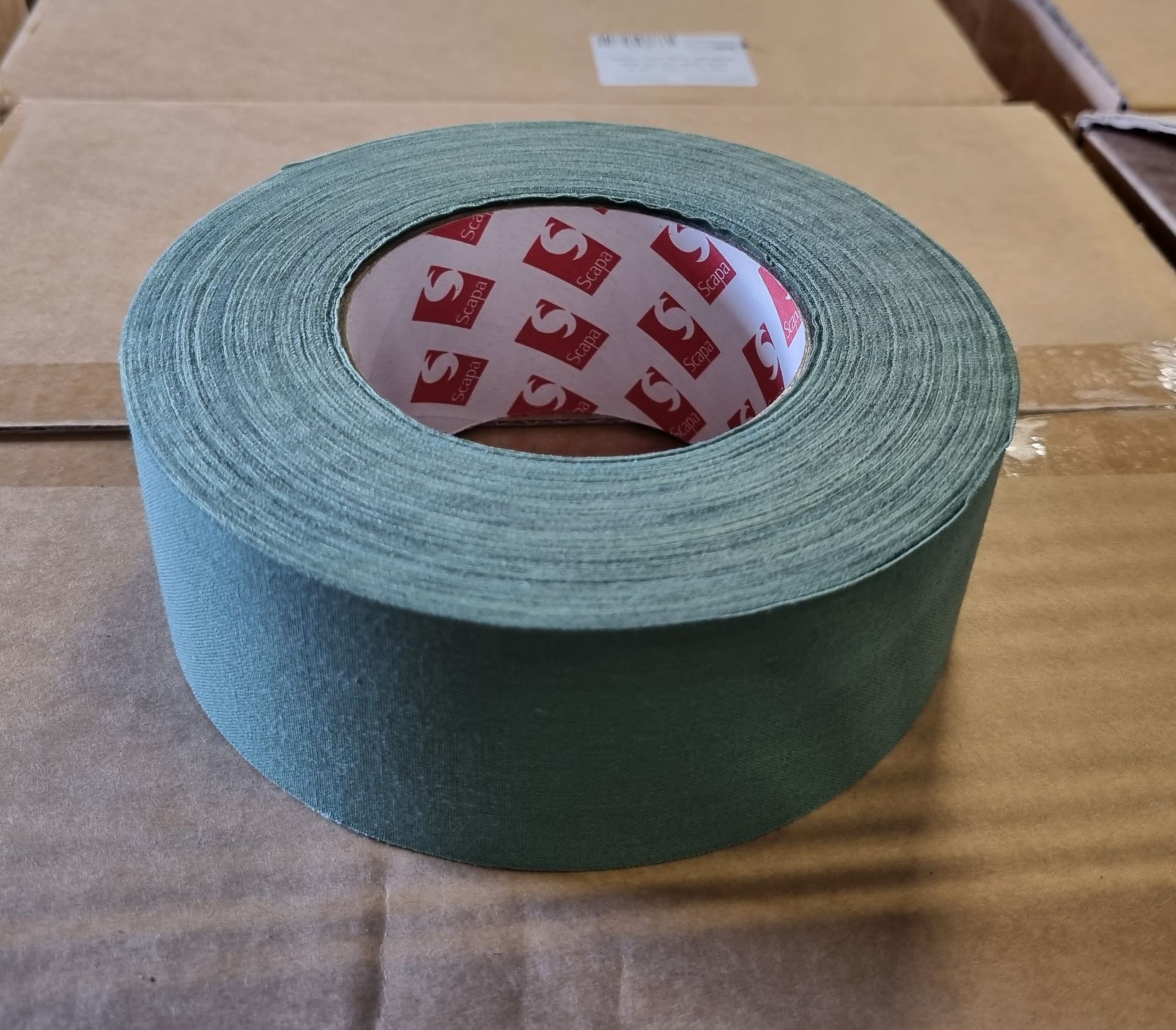 6x boxes of Green Scapa pro 3302 cloth fabric adhesive tape, 50mm width, 50m length, box of 16 rolls - Image 5 of 5