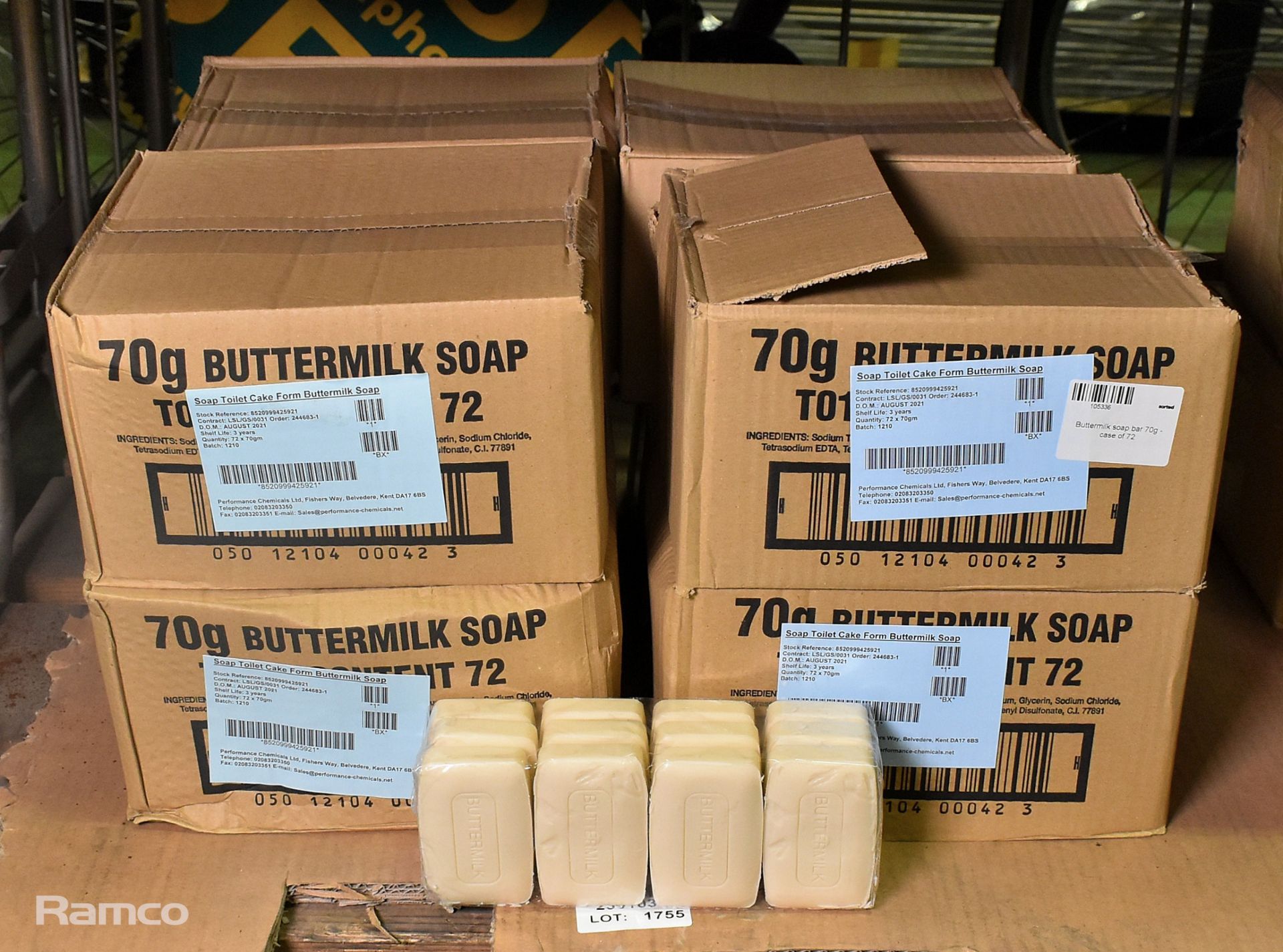 8x boxes of Buttermilk soap bar 70g - 72 units per box