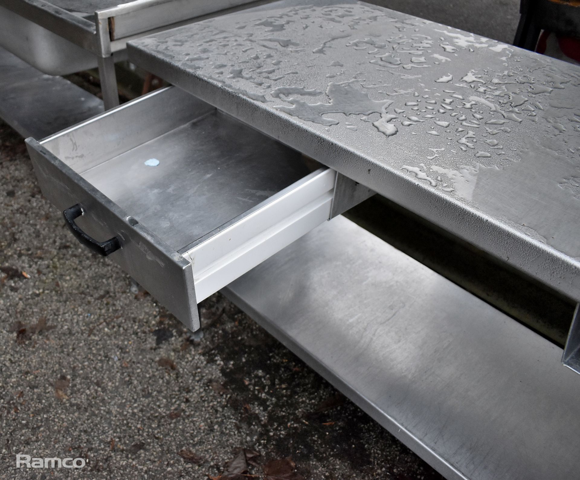 Stainless steel worktop table with drawers - 220x60x90cm - Image 4 of 5