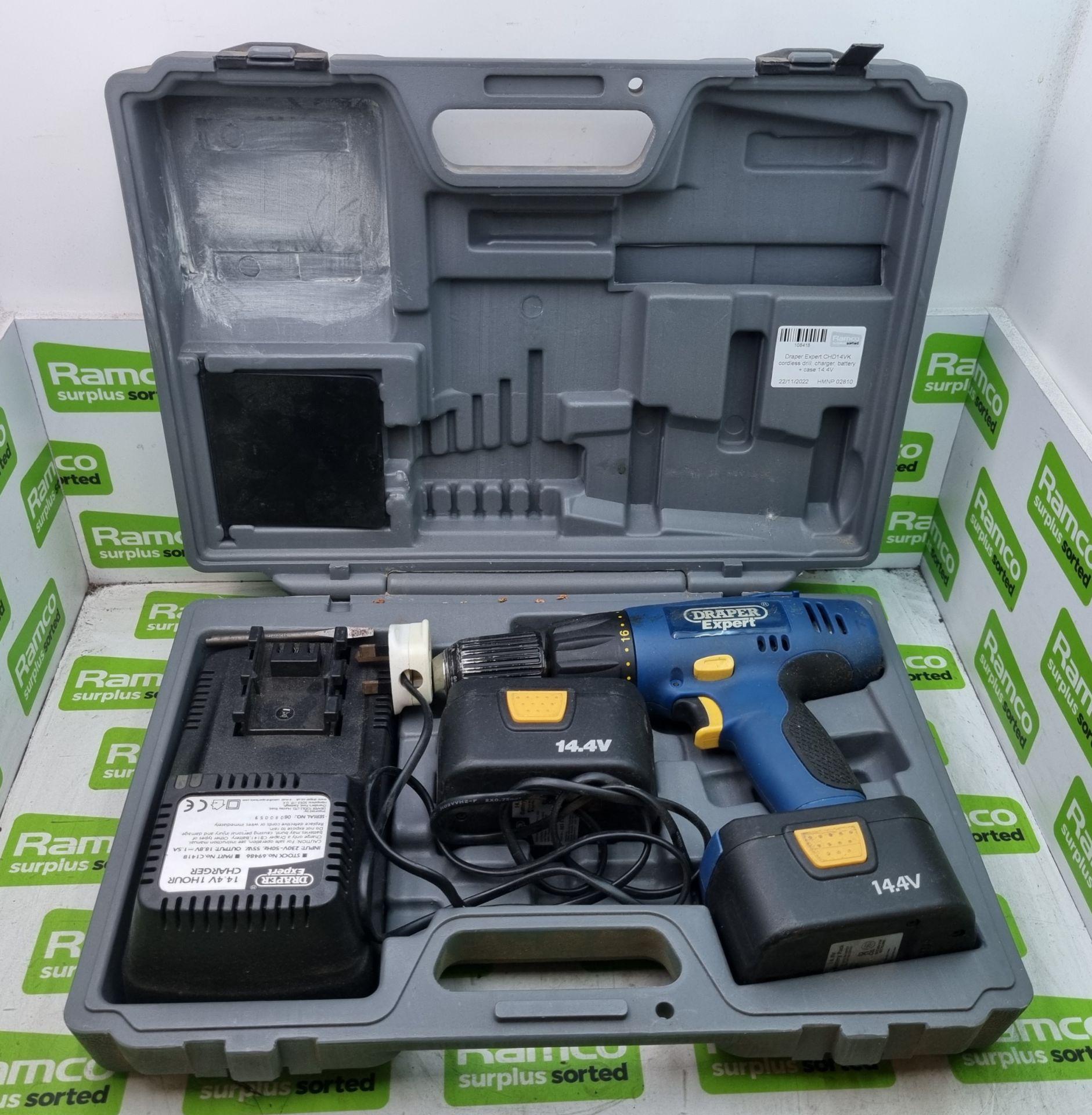 Draper Expert CHD14VK cordless drill, charger, battery + case 14.4V - Image 2 of 4