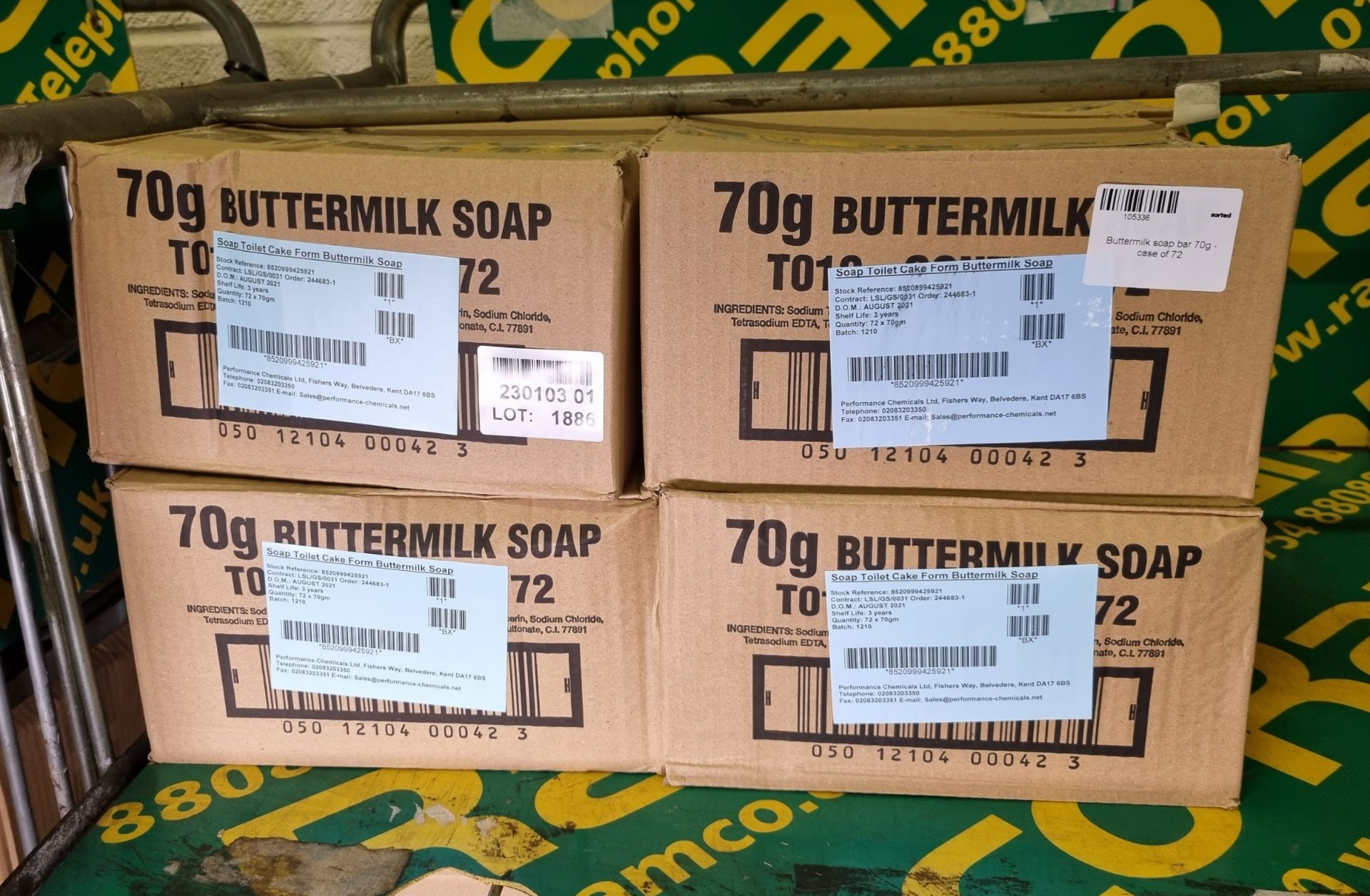 8x boxes of Buttermilk soap bar 70g - 72 units per box