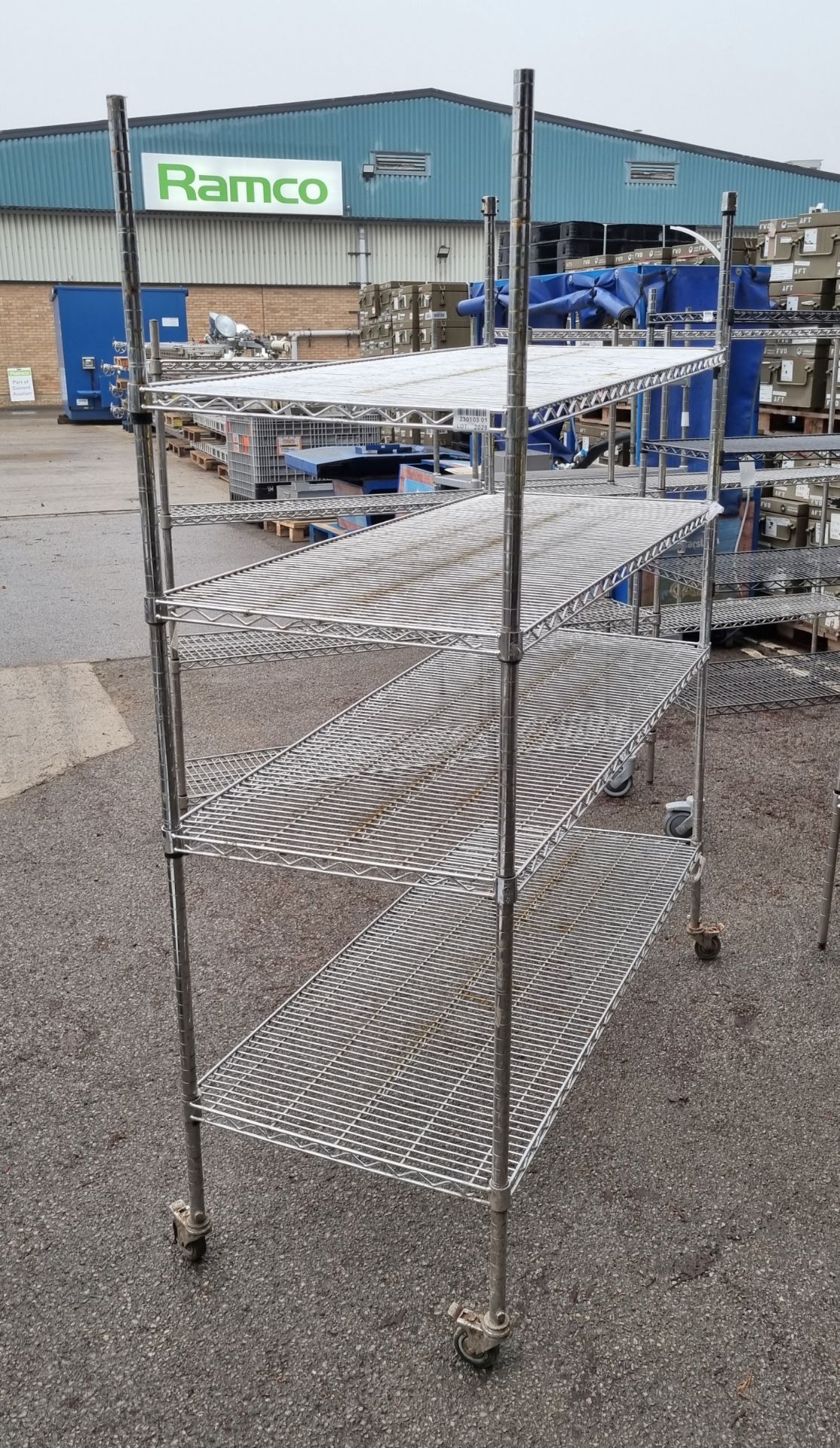 Stainless steel 4 tier wire racking - L150 x W61 x H194cm - Image 2 of 2