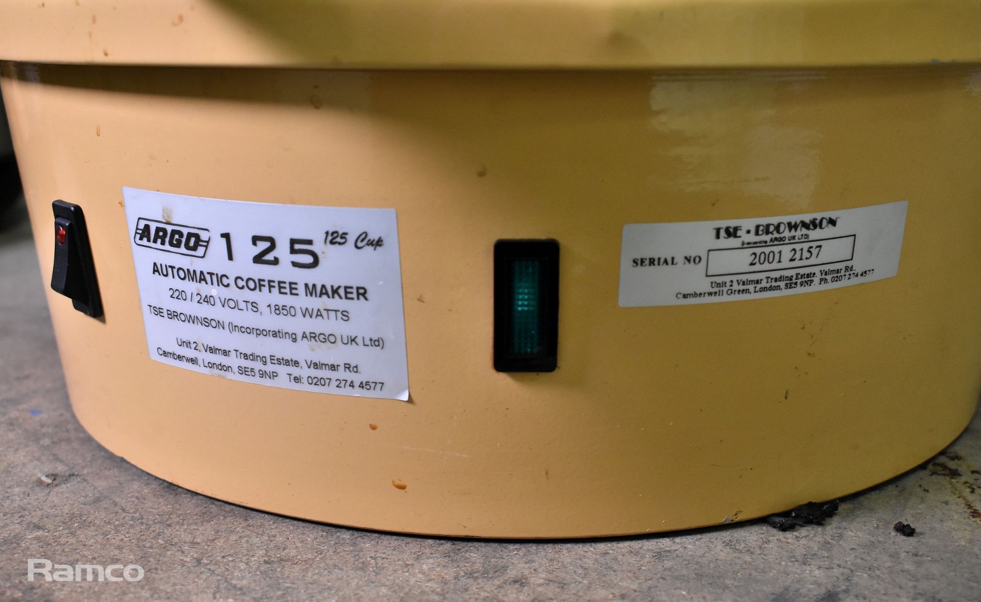 Brasilia RR45 coffee grinder - no hopper attached, Argo 125 coffee maker/dispenser - Image 8 of 9