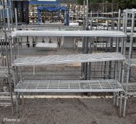 Stainless steel 3 tier wire racking - L153 x W38 x H152cm