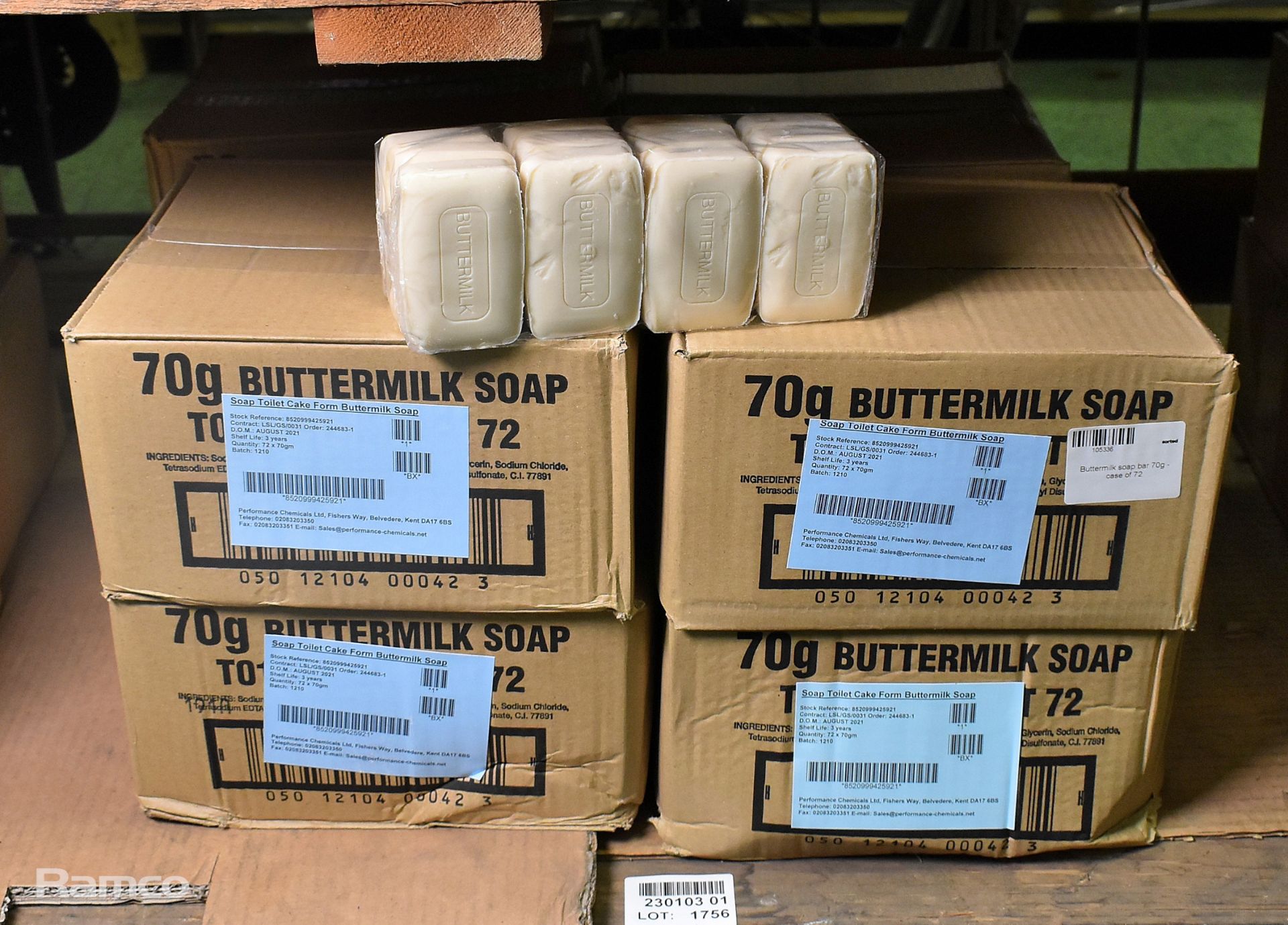 8x boxes of Buttermilk soap bar 70g - 72 units per box