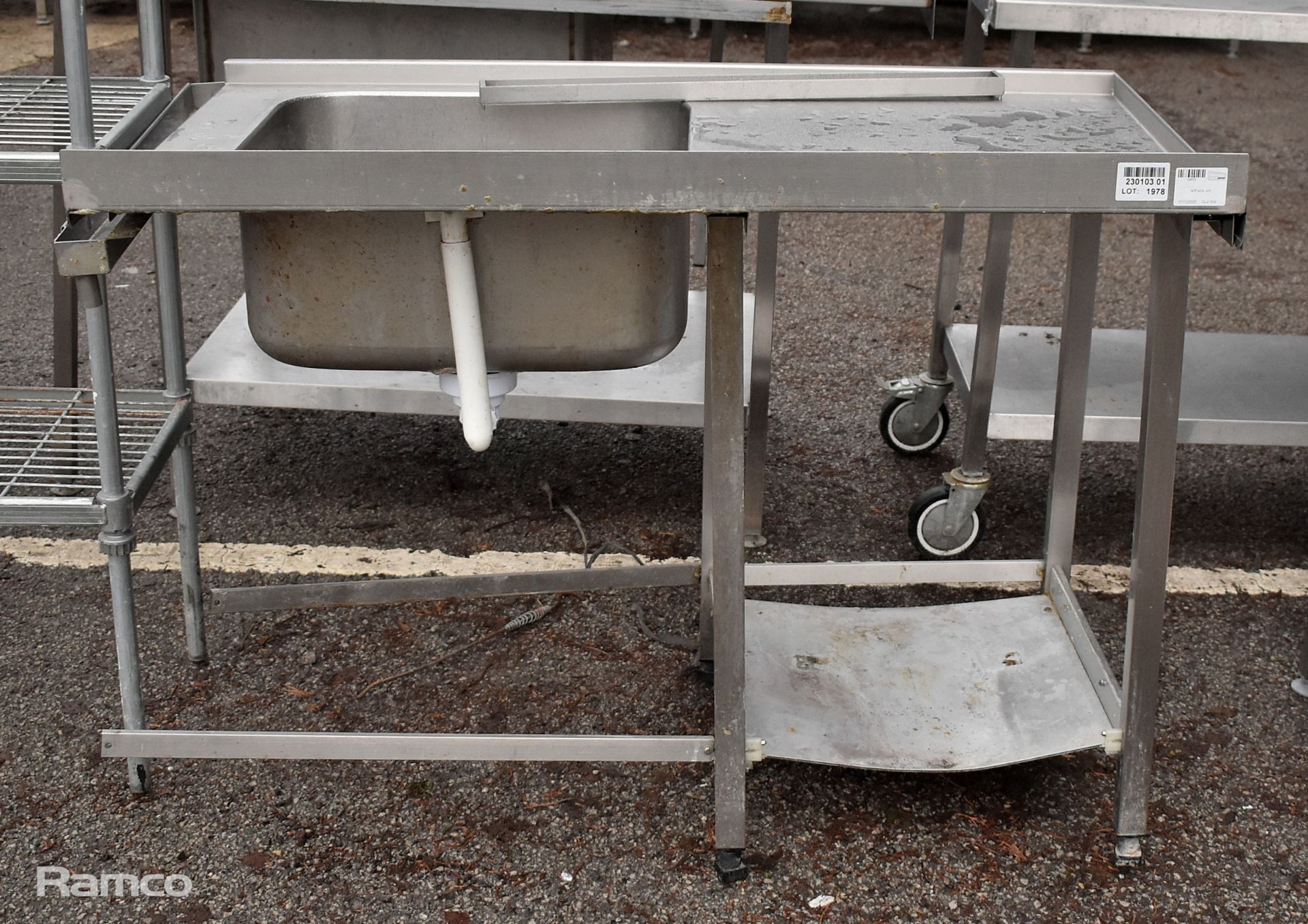 Stainless steel sink unit - L120 x D75 x H94cm