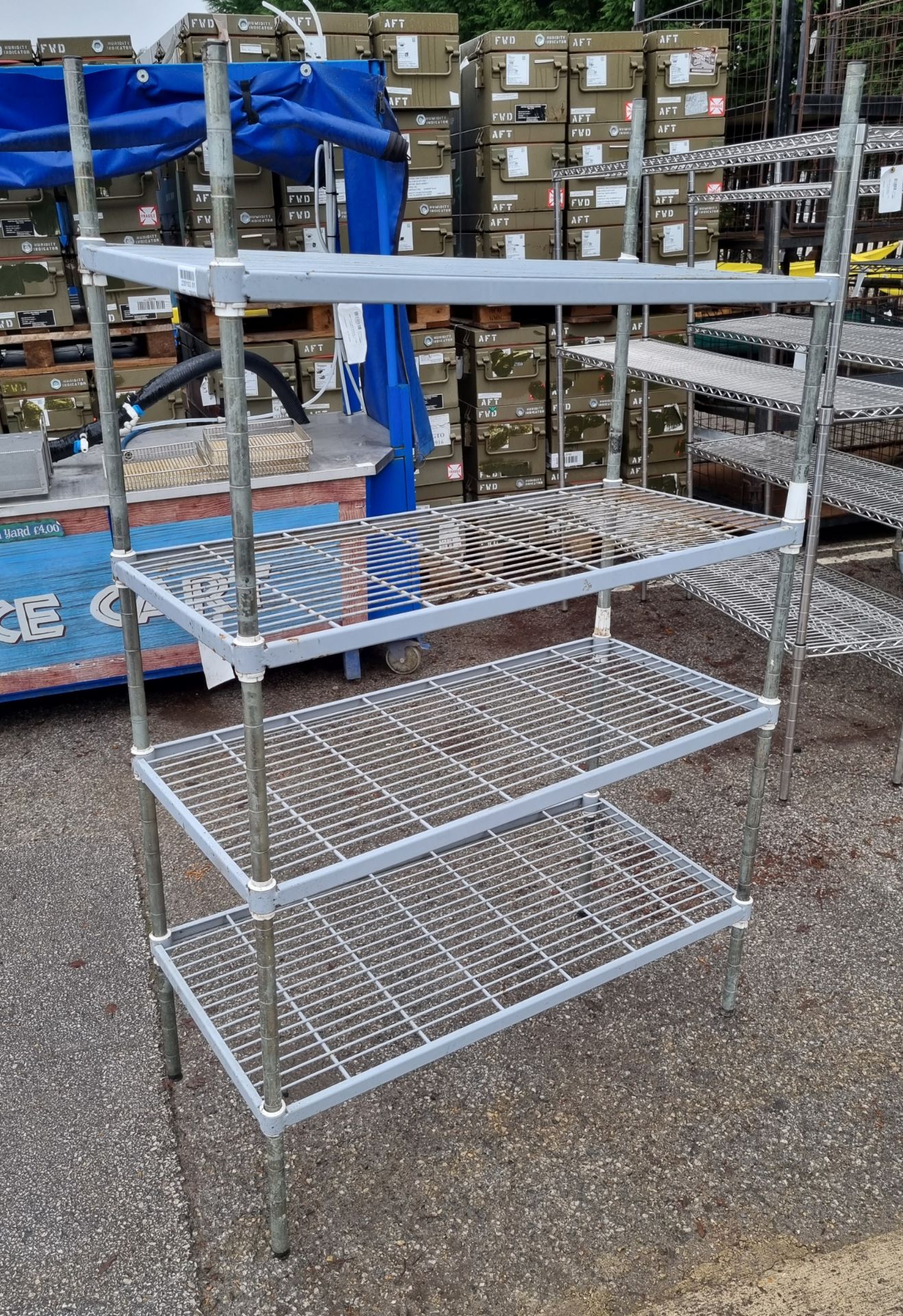 Stainless steel 4 tier wire racking - L105 x W50 x H171cm